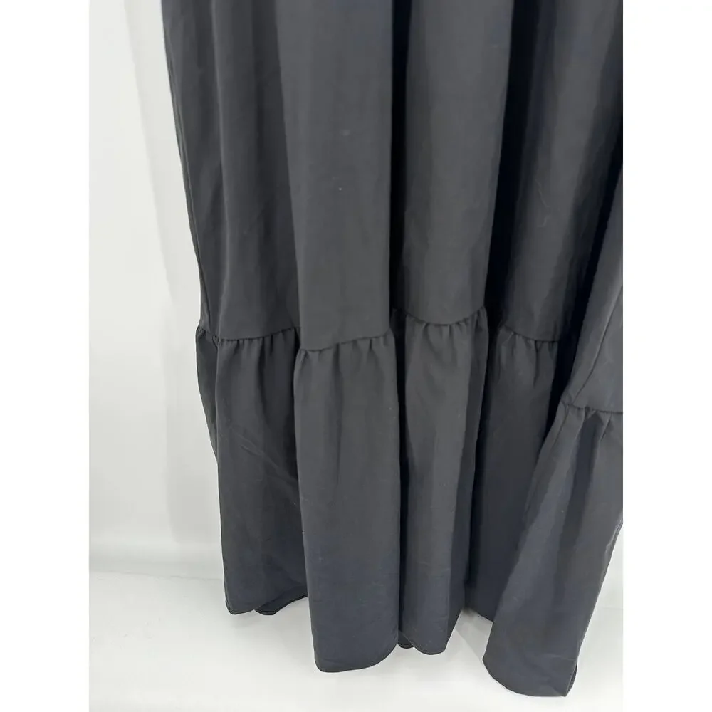 Express Womens Black Tiered Maxi Dress Size XL NWT Minimal Cottage Quiet‎ Luxury